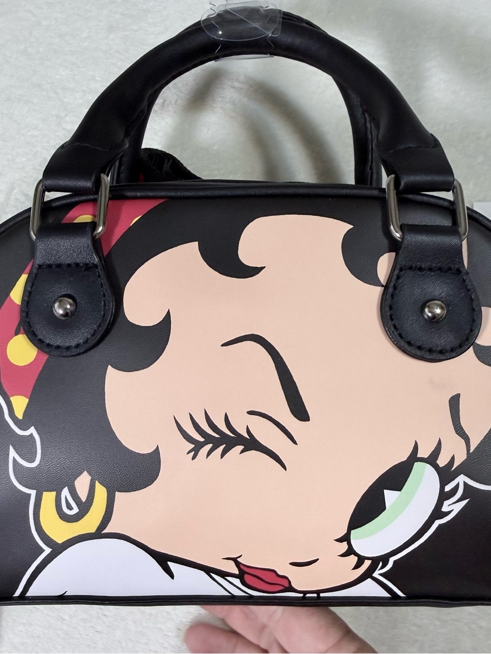 Betty Boop Black Graphic Dome Satchel w/attachable shoulder strap “LOVE” - NWT